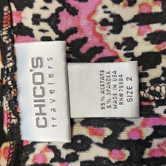 Chico's Travelers Size 2 (L-12) Multi-Color Open Cardigan Long Sleeve Slinky - Picture 8 of 8